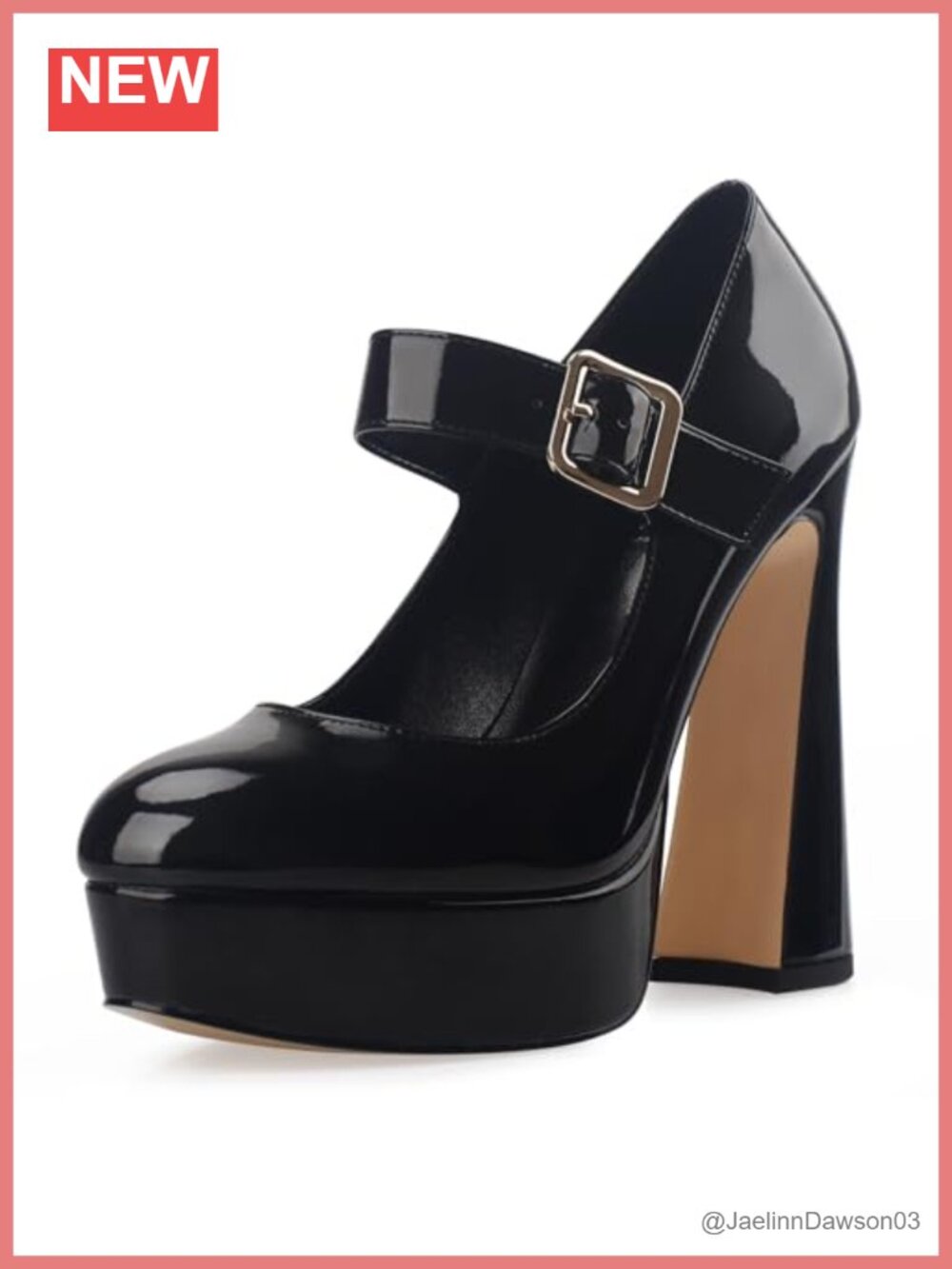 Women's Chunky Heel Mary Jane Pumps Closed Toe Patent Leather Ankle Strap